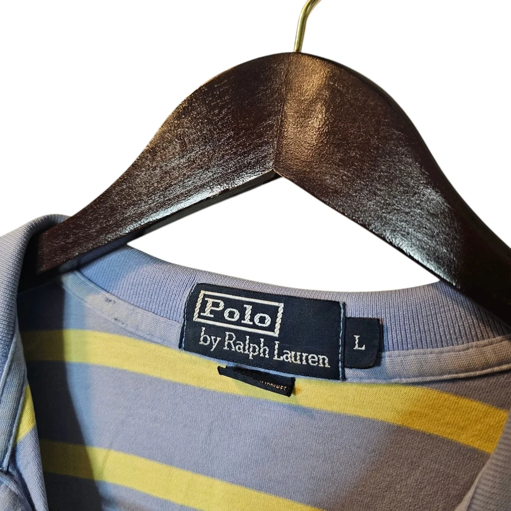 Ralph Lauren Striped Golf Polo Shirt - Light Blue & Yellow